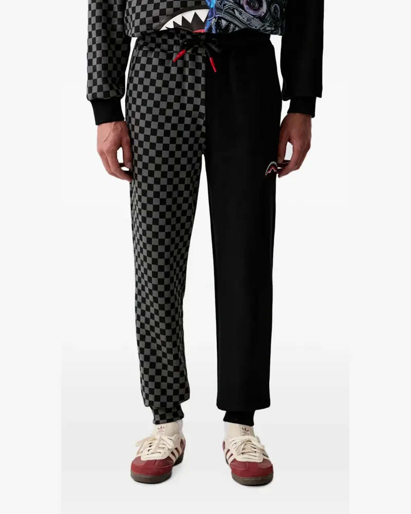 Sprayground check-pattern Shark track pants - Schwarz Schwarz
