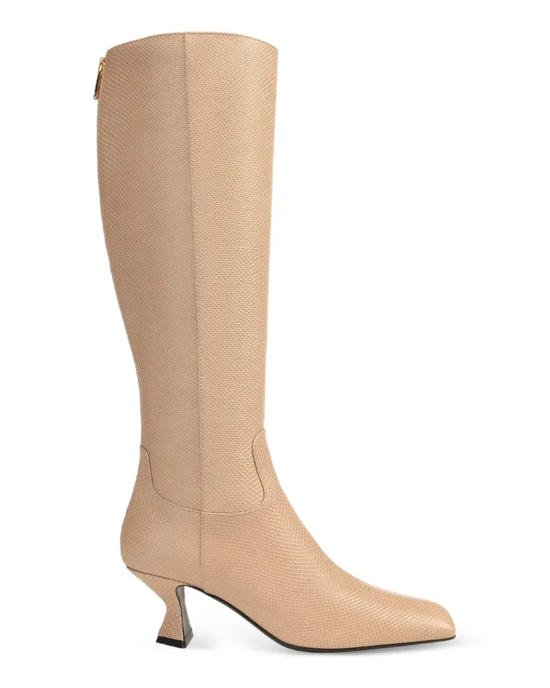 Sergio Rossi Sculpt Stiefel aus Leder mit Eidechsen-Effekt - Nude Nude