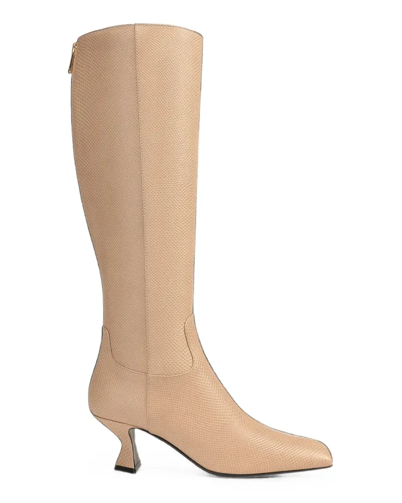 Sergio Rossi Sculpt Stiefel aus Leder mit Eidechsen-Effekt - Nude Nude