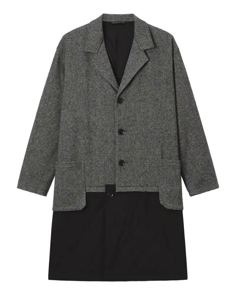 Yohji Yamamoto Mantel aus Twill-Flanell mit Einsätzen - Grau Grau