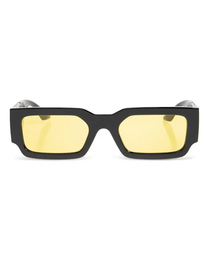 Versace Eckige Greca Sonnenbrille - Schwarz Schwarz