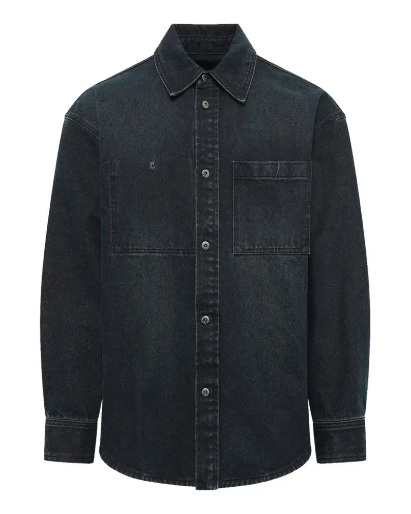 Wooyoungmi back-logo washed-denim shirt - Blau Blau