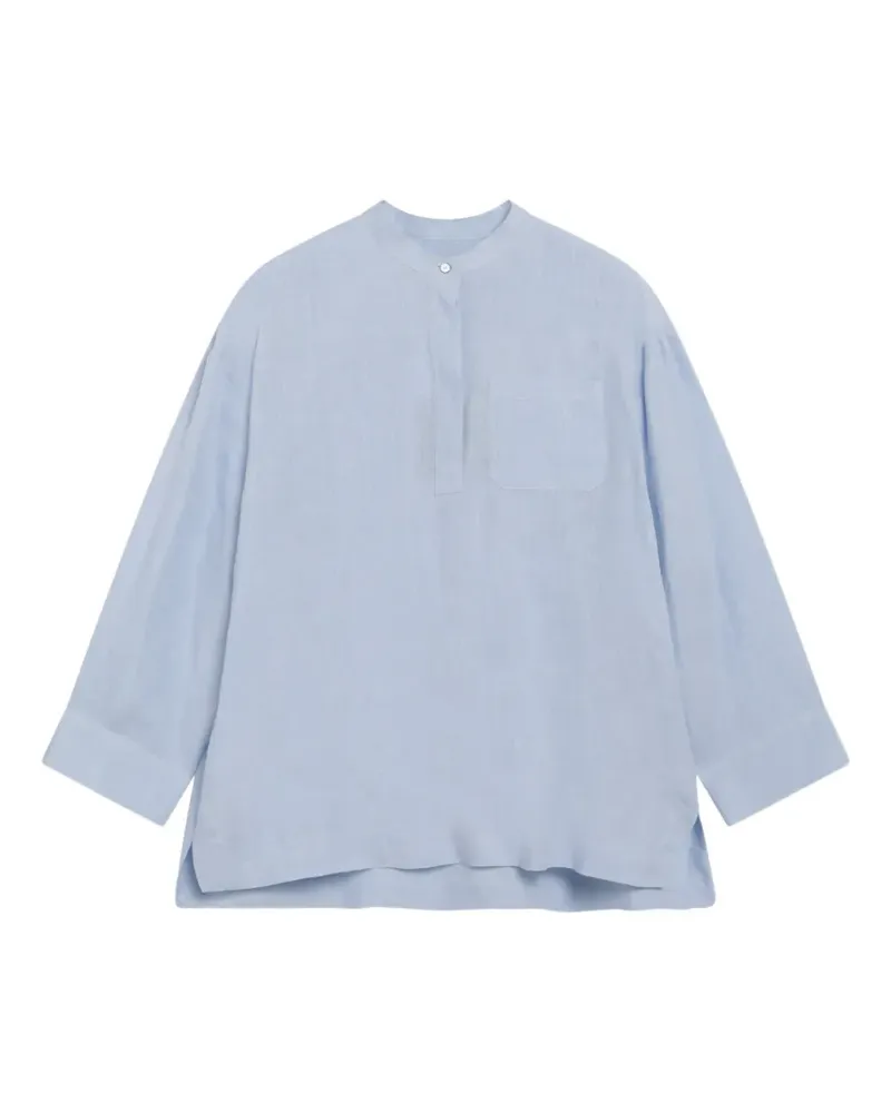 Max Mara patch-pocket linen polo top - Blau Blau