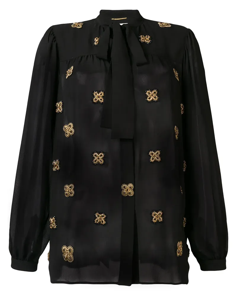 Saint Laurent Semi-transparentes Hemd - Schwarz Schwarz