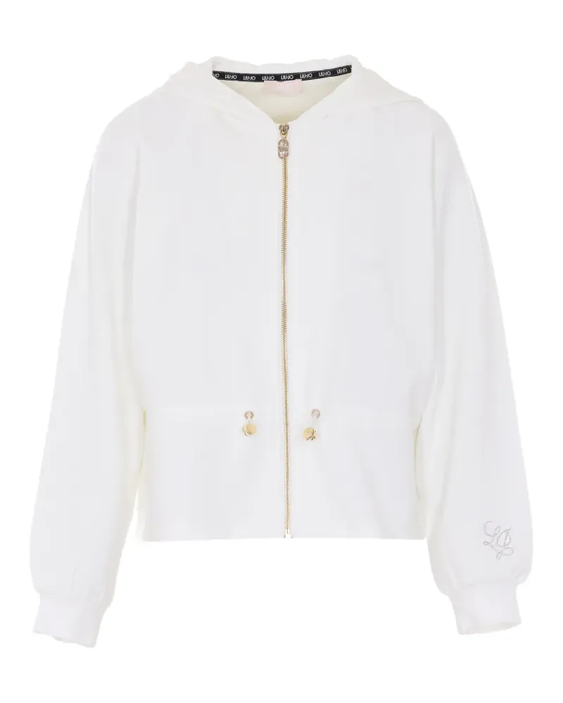 Liu Jo Scuba Kapuzenjacke mit Strass-Logo - Weiß Weiß