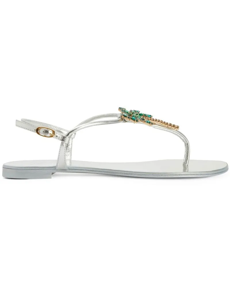 Giuseppe Zanotti Flache Venice Beach Sandalen - Silber Silber