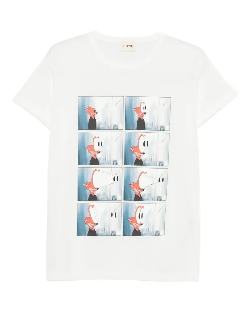 KHAITE Maeve T-Shirt mit Cartoon-Print - Weiß Weiß