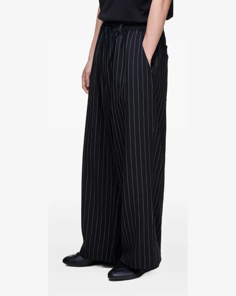 Y-3 Gestreifte Hose mit elastischem Bund - Schwarz Schwarz