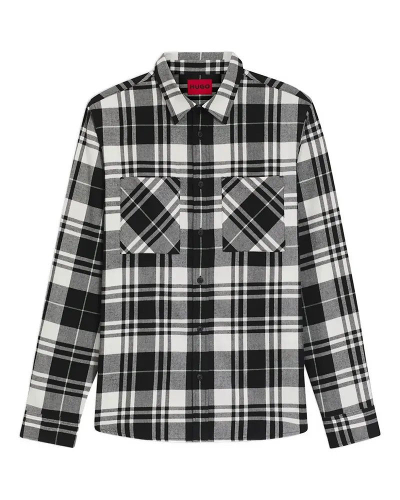 HUGO BOSS Kariertes Hemd mit Tasche - Schwarz Schwarz