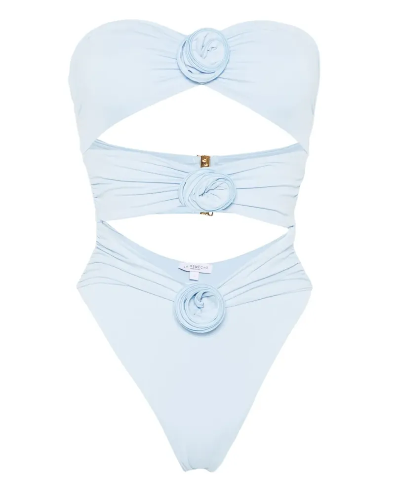 La Reveche Badeanzug mit Blumendetail - Blau Blau