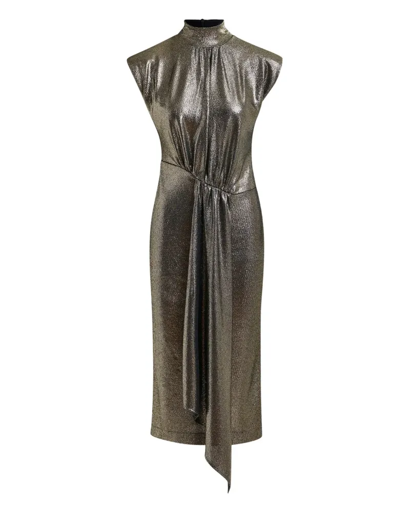 Essentiel Lurex-Midikleid mit Stehkragen - Grau Grau