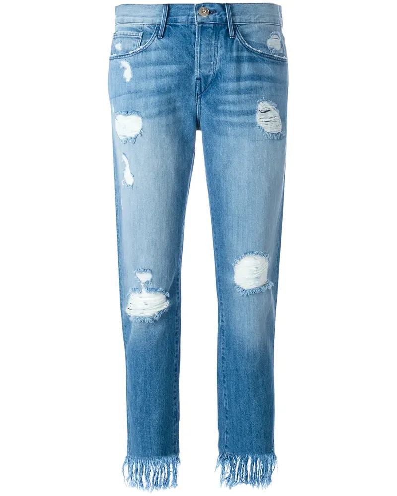 3x1 Cropped-Jeans mit Fransen - Blau Blau
