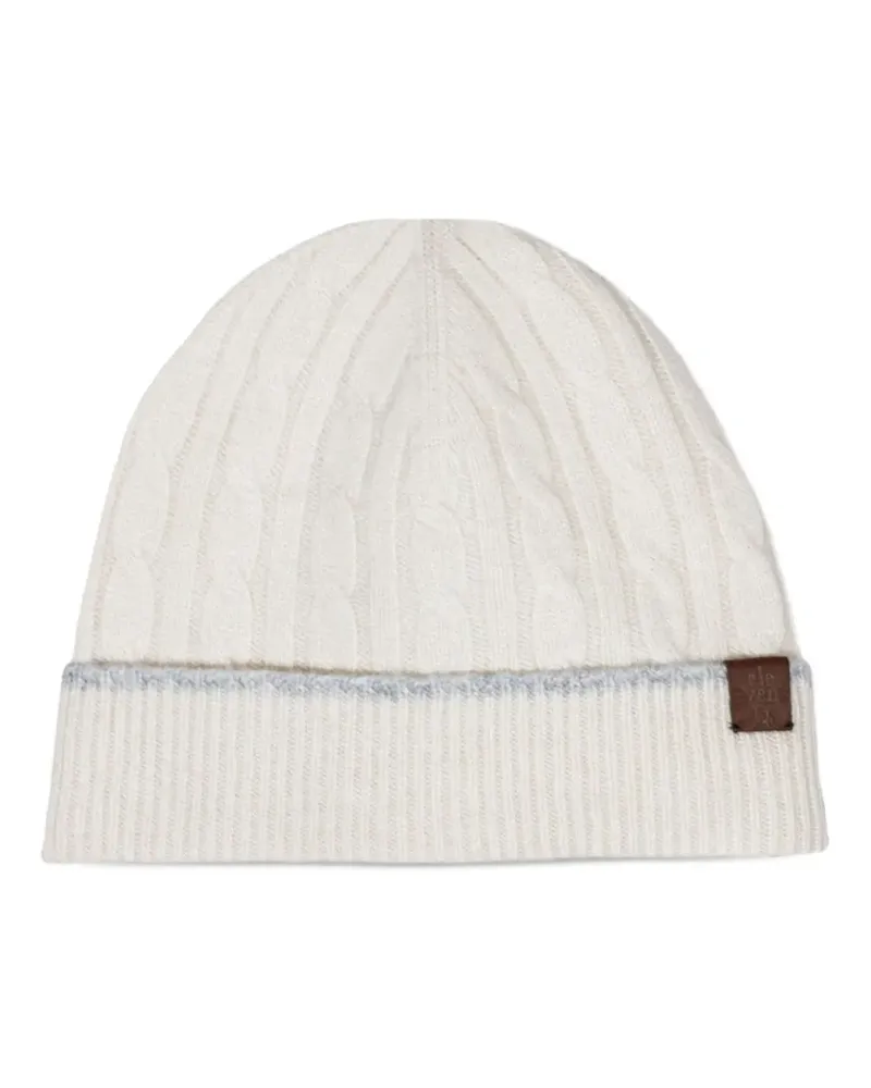 Eleventy Kaschmirbeanie mit Zopfmuster - Nude Nude