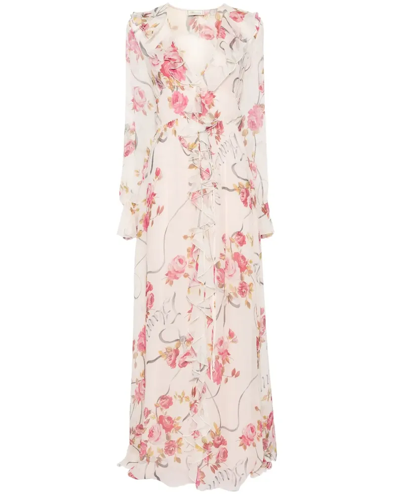 Blumarine Maxikleid mit Blumen-Print - Nude Nude