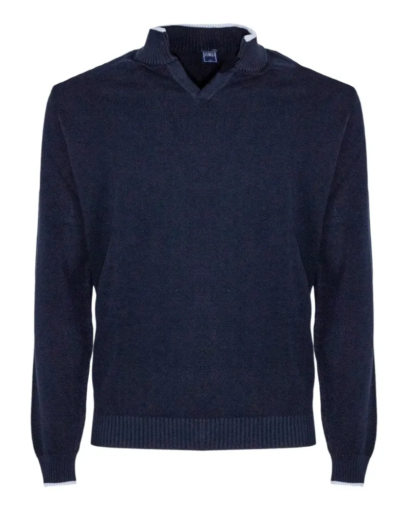 Fedeli contrast-trim waffle-knit sweater - Blau Blau