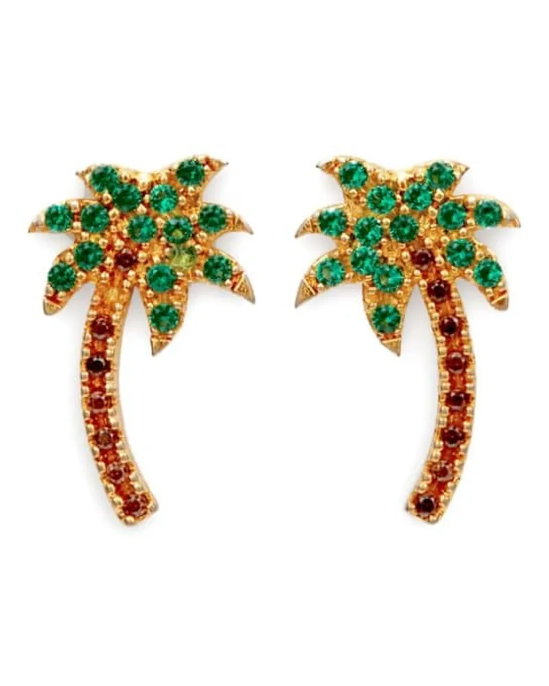 Palm Angels Kristallverzierte Ohrringe mit Palme - Grün Grün