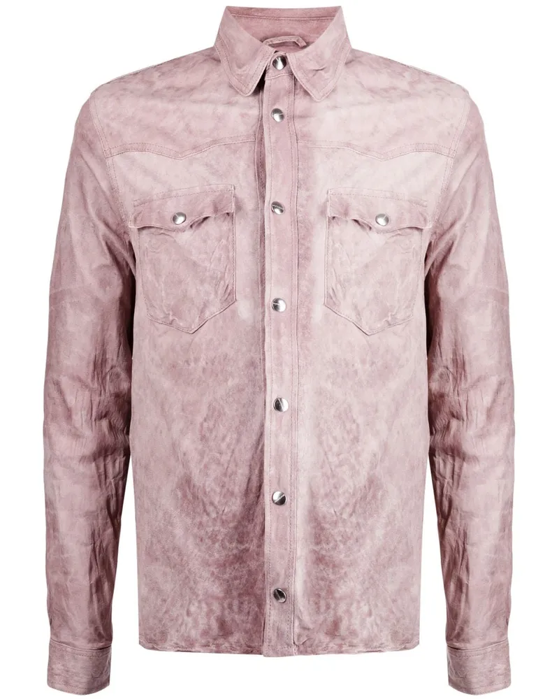 Giorgio Brato Lederjacke im Used-Look - Rosa Rosa