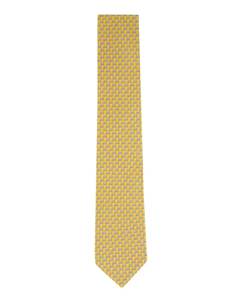 Ferragamo elephant-print silk tie - Gelb Gelb