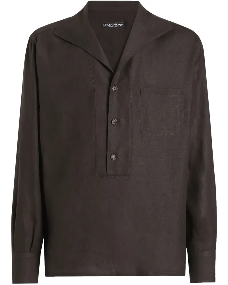 Dolce & Gabbana Hemd mit Schalkragen - Braun Braun