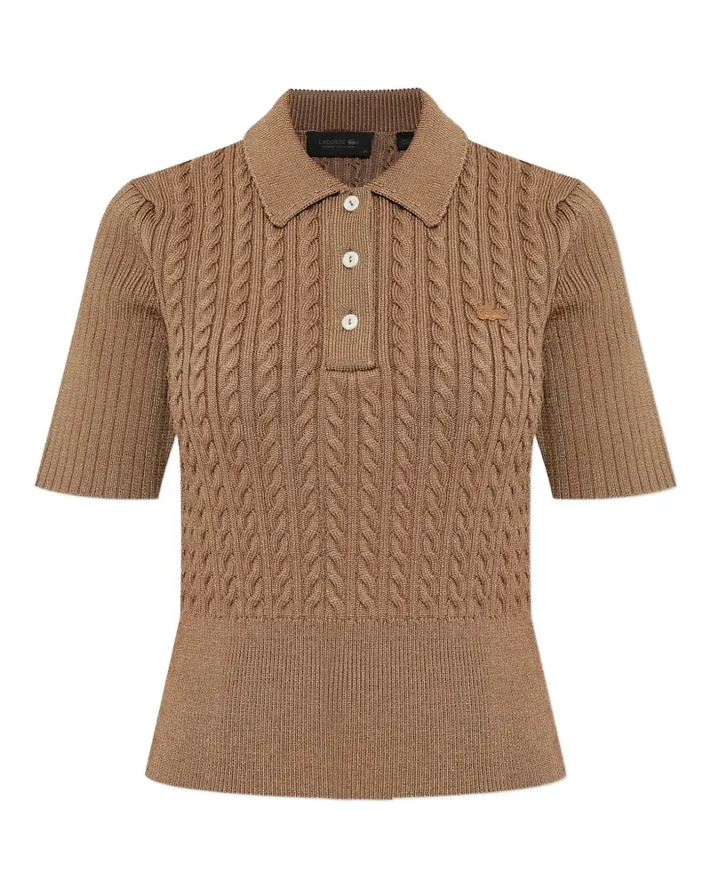 Lacoste Poloshirt mit Zopfmuster - Braun Braun