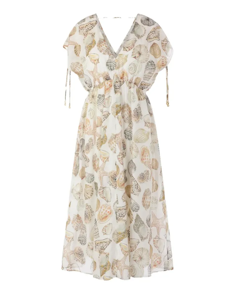 Marc Cain seashell-print midi dress - Weiß Weiß