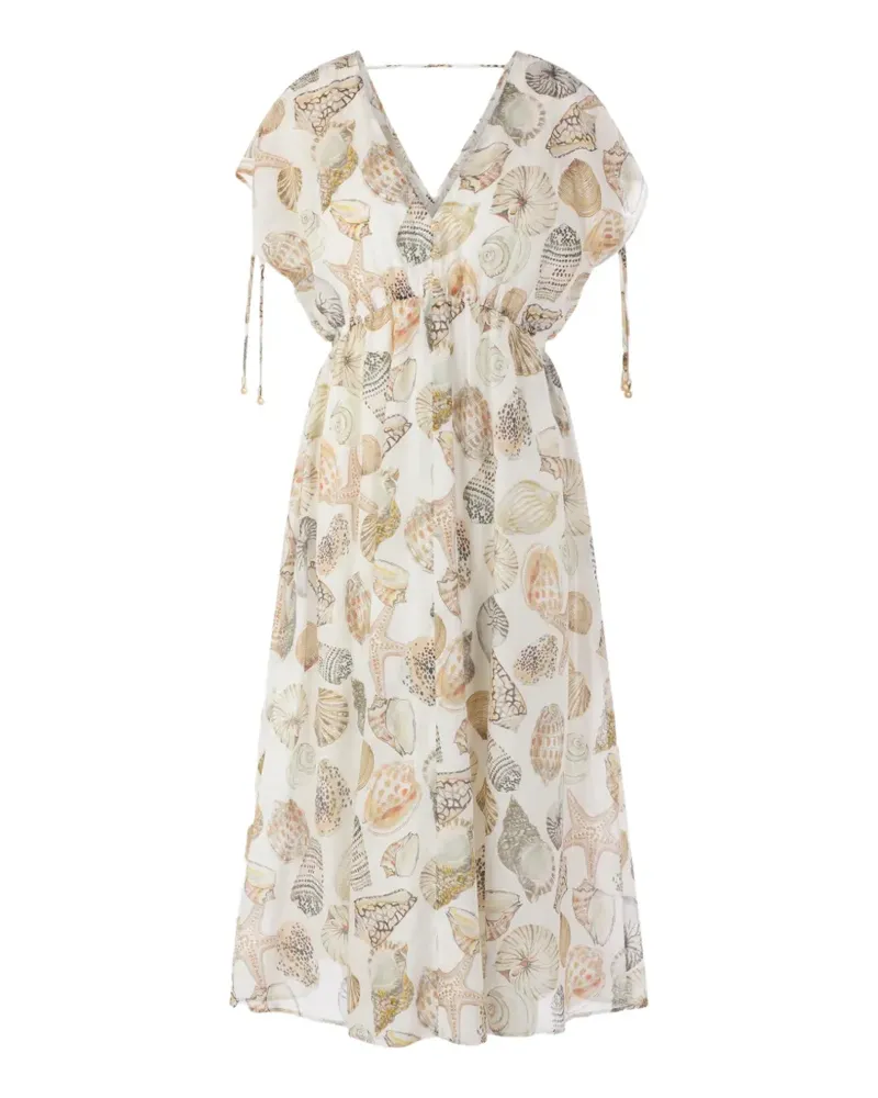 Marc Cain seashell-print midi dress - Weiß Weiß