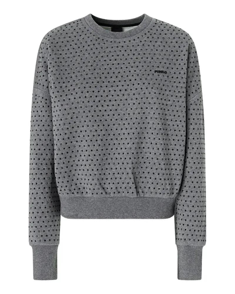 Pinko Pullover mit kristallverziertem Logo - Grau Grau