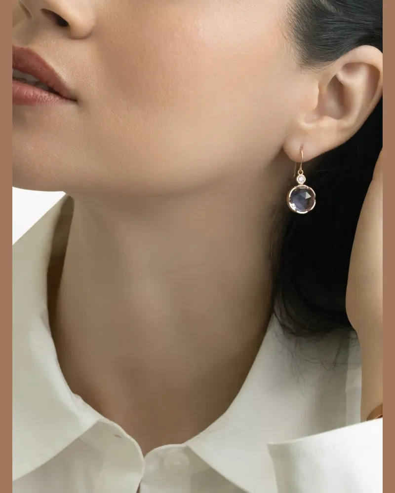 Irene Neuwirth 18kt Rose of France Rotgold-Hängeohrringe mit Amethyst und Diamanten Gold