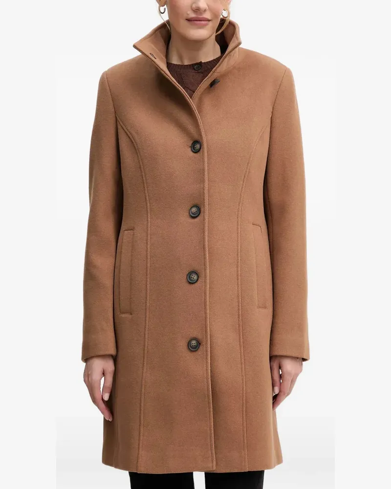 DKNY button funnel-neck coat - Braun Braun