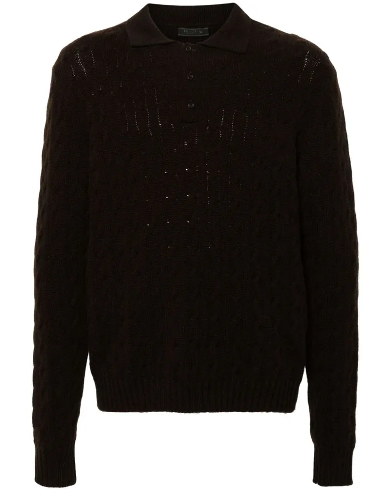 Prada Polo-Pullover mit Zopfmuster - Braun Braun