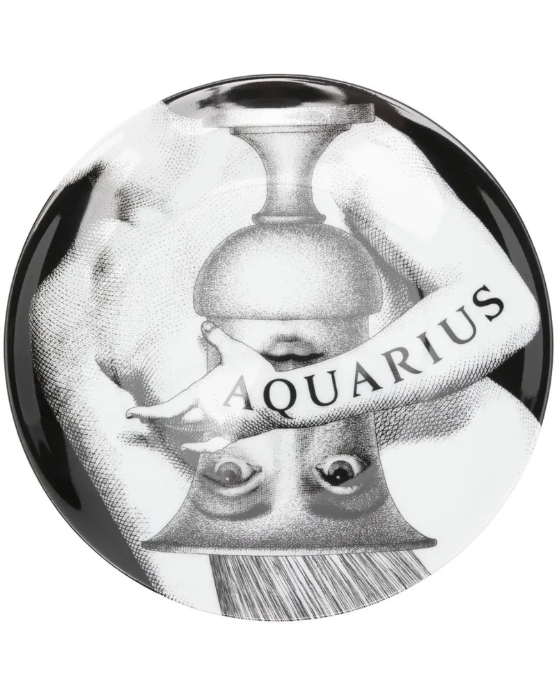 Fornasetti Tema e Variazioni n.358 Aquarius Wandteller (26cm) - Schwarz Schwarz