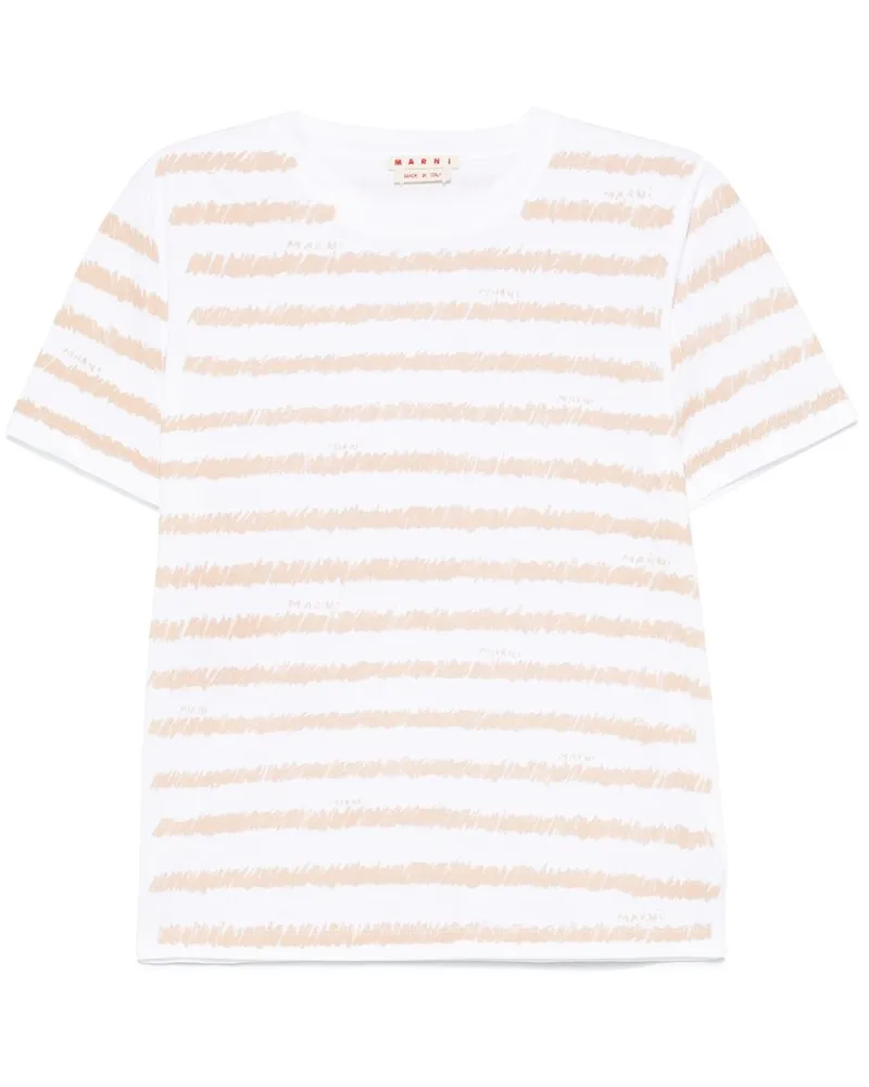 Marni Scribble Stripes T-Shirt - Weiß Weiß