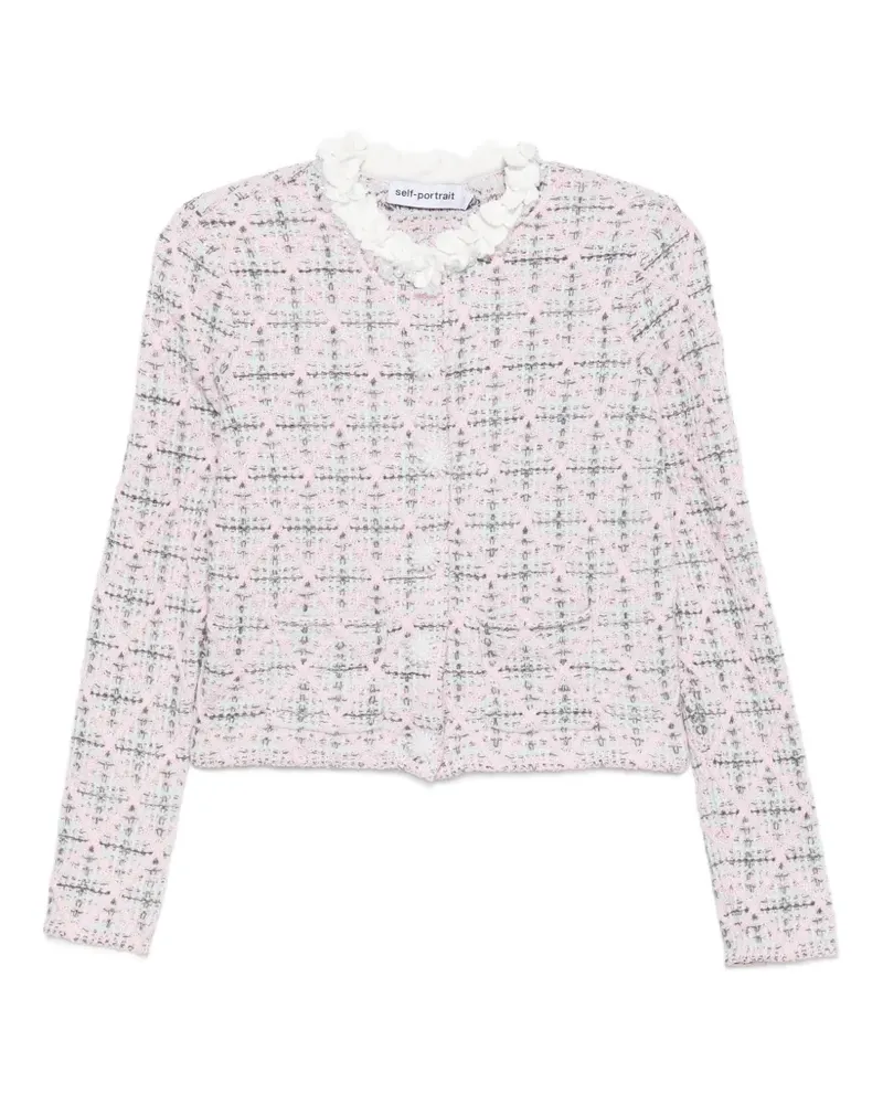 Self-Portrait check knit jacket - Rosa Rosa