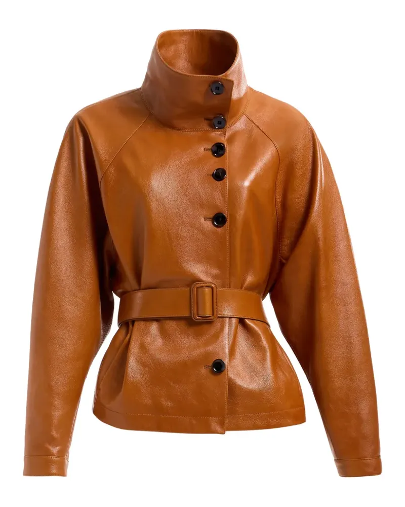 Elie Saab Lederjacke mit Gürtel - Braun Braun