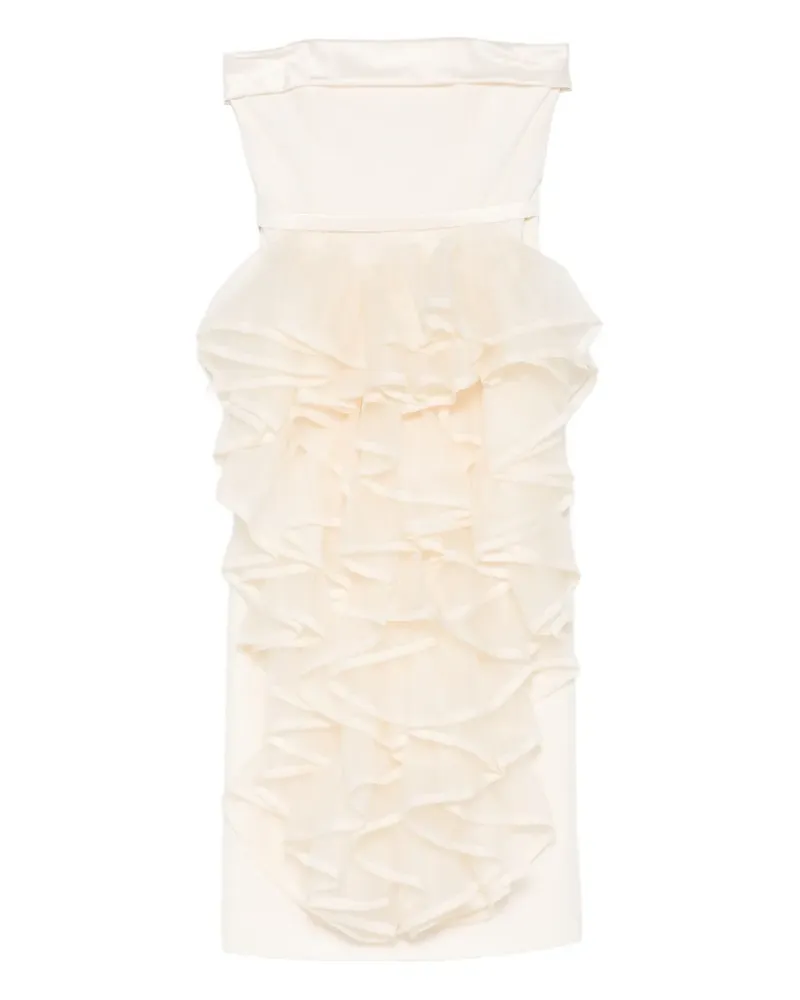 Viktor & Rolf Trägerloses Midikleid mit Rüscjem - Nude Nude