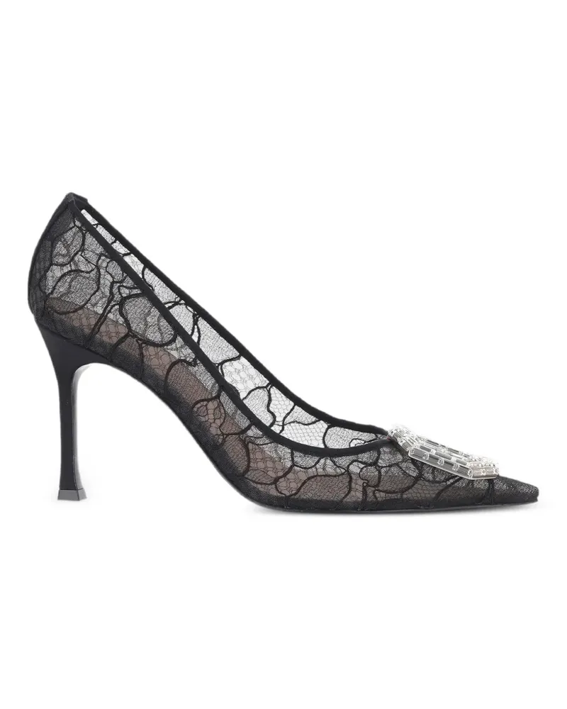 Amina Muaddi Camellia Pumps mit Kristallen - Schwarz Schwarz
