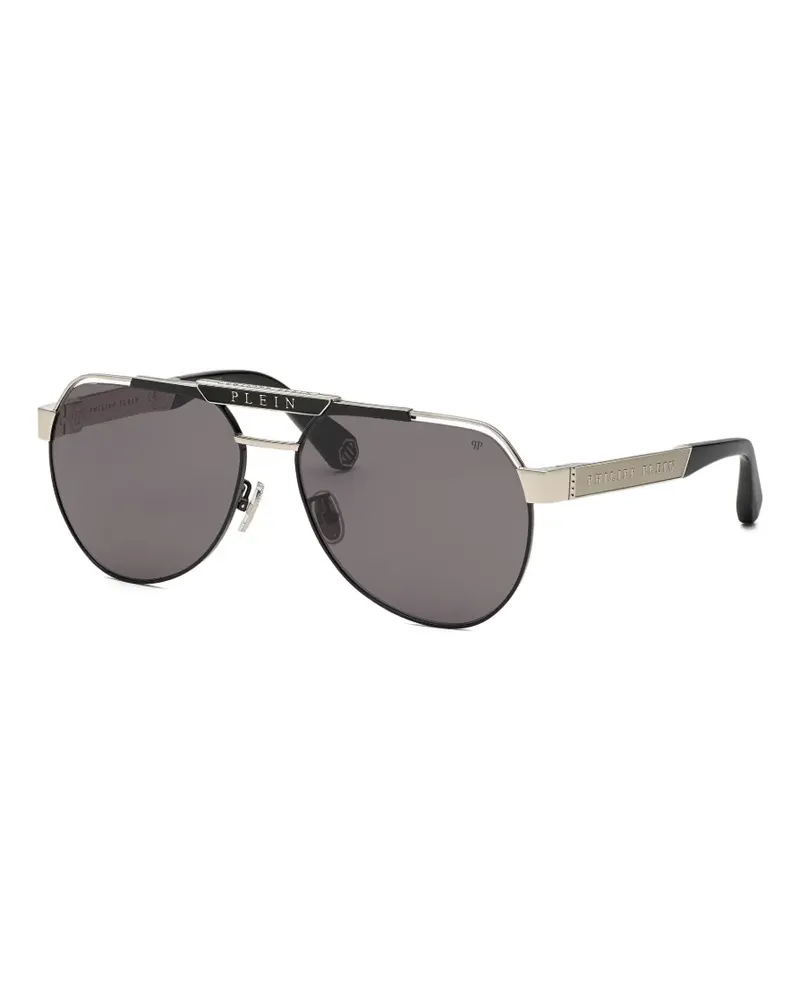 Philipp Plein logo-engraved pilot-frame sunglasses - Silber Silber