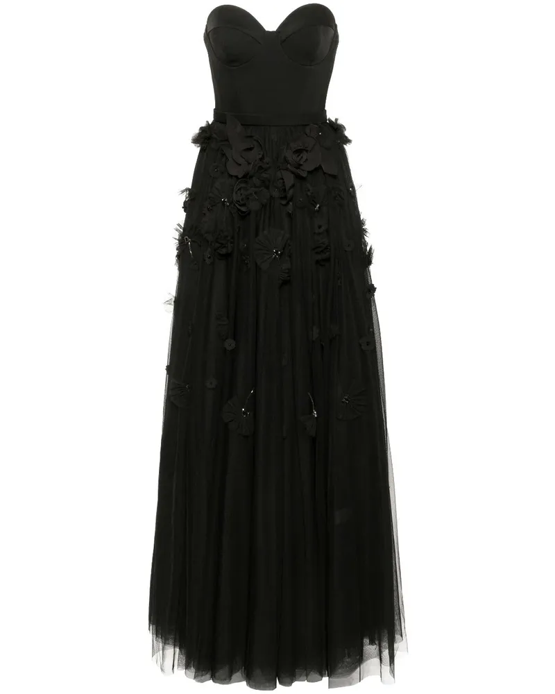 Viktor & Rolf Kleid mit Blumenapplikation - Schwarz Schwarz