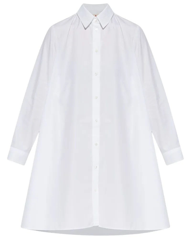 Marni Hemdkleid mit Logo-Stickerei - Weiß Weiß
