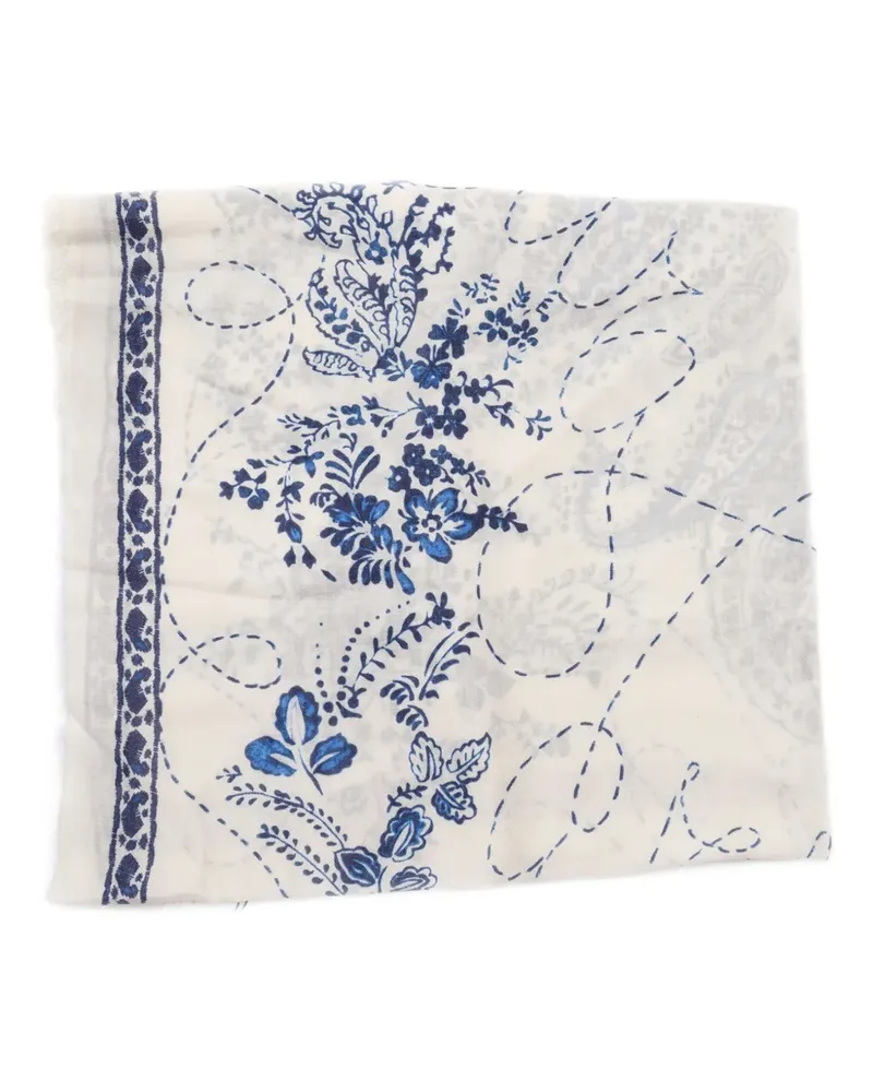 Faliero Sarti Emiliana Schal mit Blumen-Print - Weiß Weiß
