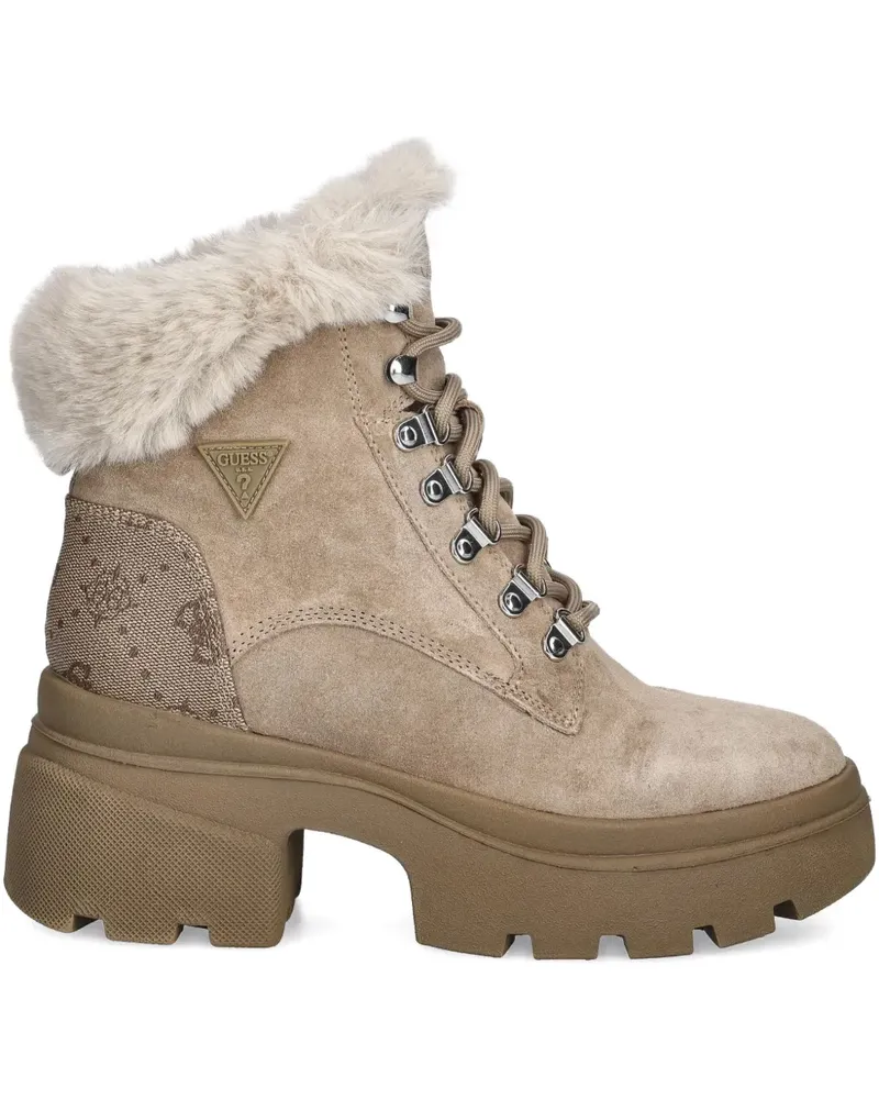 Guess 75mm trimmed lace-up ankle boots - Nude Nude