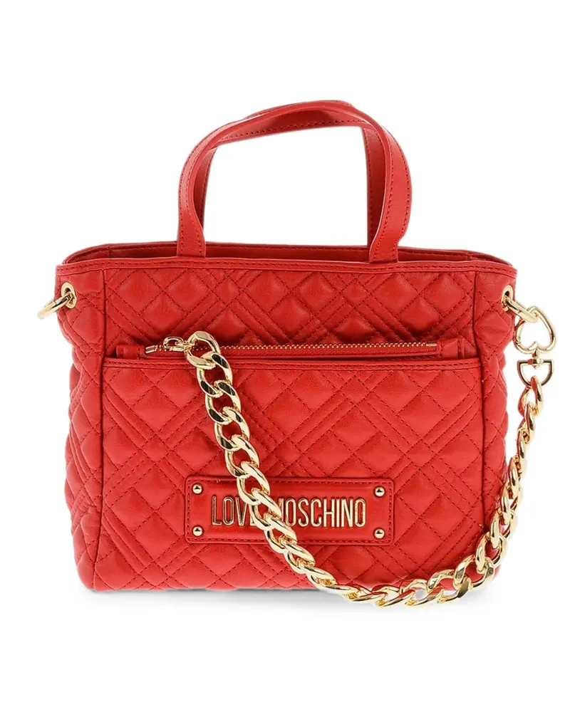 Moschino mini Love quilted logo-plaque tote bag - Rot Rot
