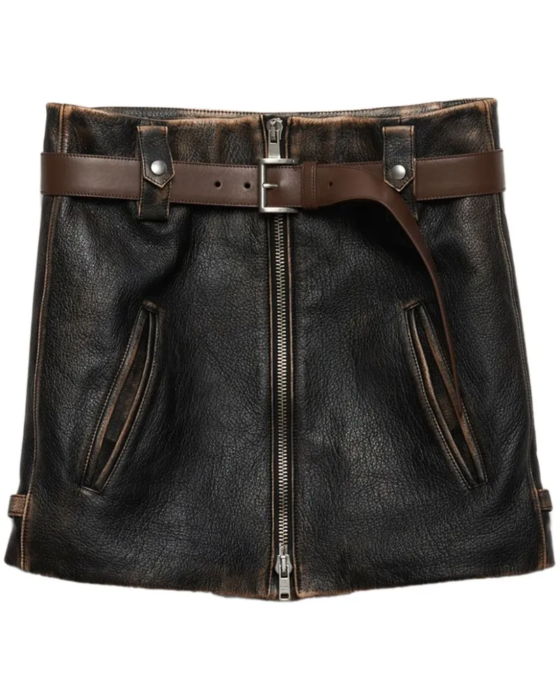 Prada Minirock aus Leder - Schwarz Schwarz