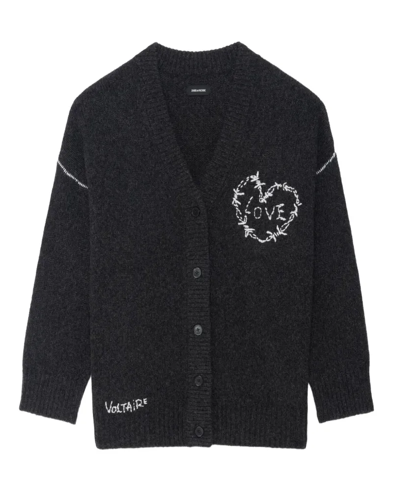 Zadig & Voltaire Arpa Cardigan mit Herzstickerei - Grau Grau