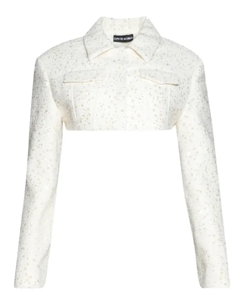 David Koma Cropped-Jacke mit Pailletten - Weiß Weiß