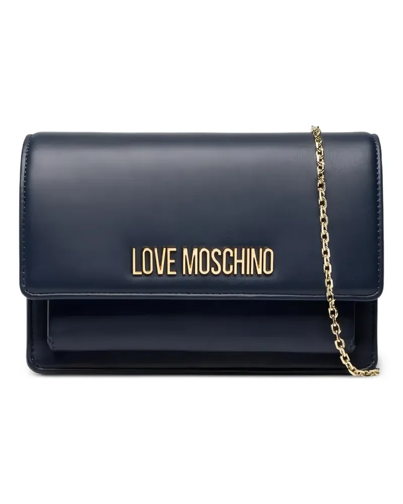Moschino Clutch mit Logo-Schild - Blau Blau