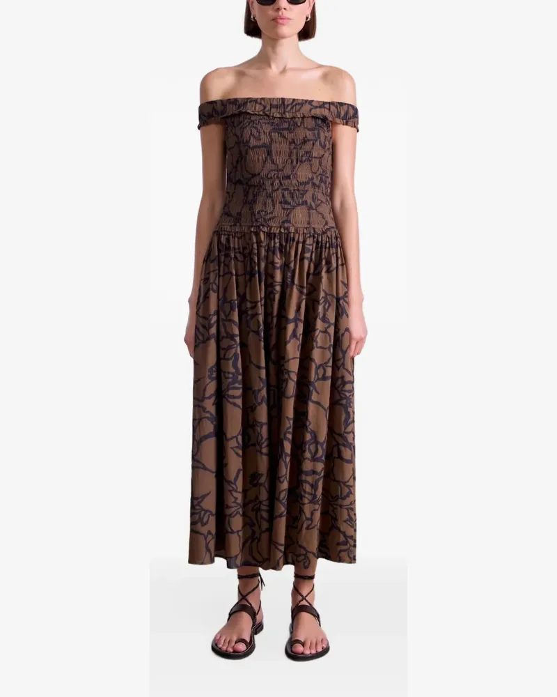 APIECE APART Britt smocked off-shoulder maxi dress - Braun Braun