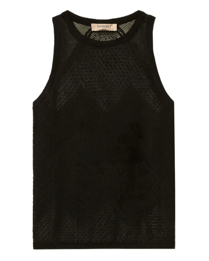 Twin-Set Trägershirt aus Mesh - Schwarz Schwarz