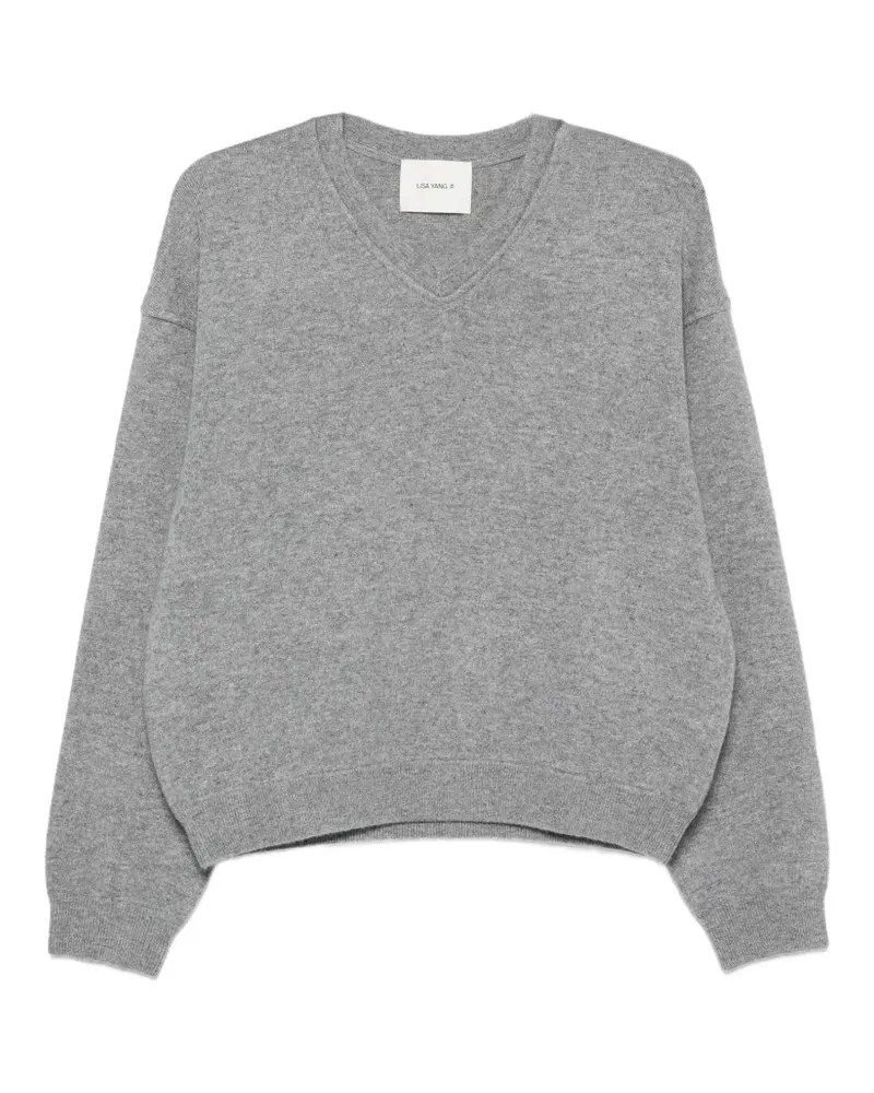 Lisa Yang Cyrilla Pullover mit V-Ausschnitt und überschnittenen Schultern - Grau Grau