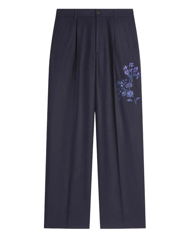 Dries van Noten Hose mit Blumenstickerei - Blau Blau